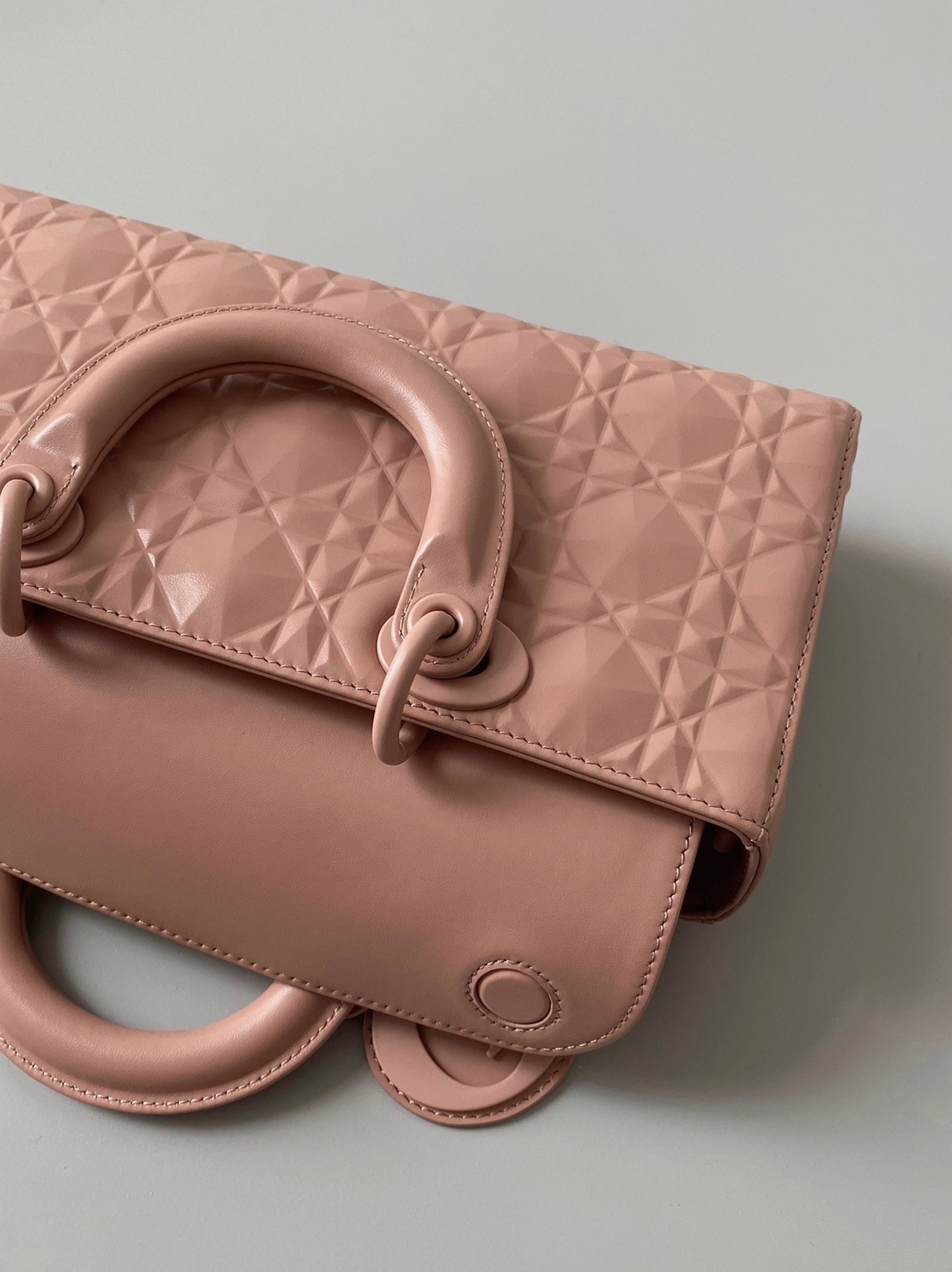 D10r Lady D-Joy Medium Bag Faux in Nude Calfskin with D1am0nd Motif