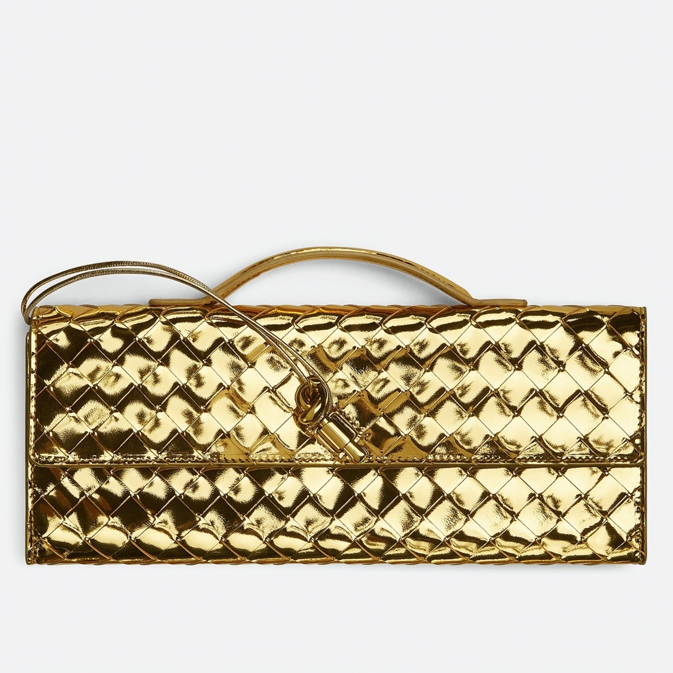 Fake B0tt*ga Ven*ta Andiamo Clutch with Handle Gold