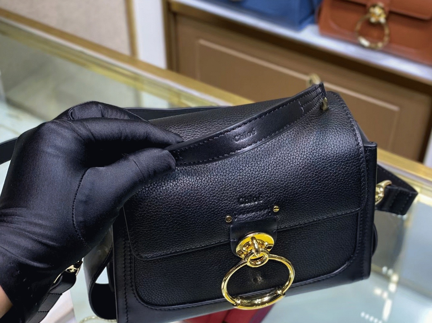 top quality replica Ch10e mini tess day bag in black grained leather
