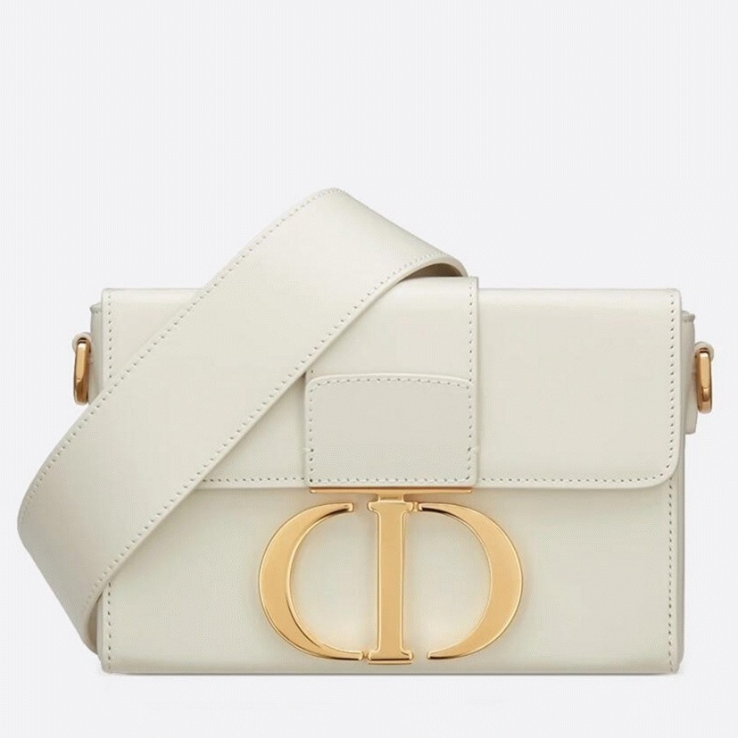 D10r 30 Montaigne Box Bag Knockoff in White Box Calfskin