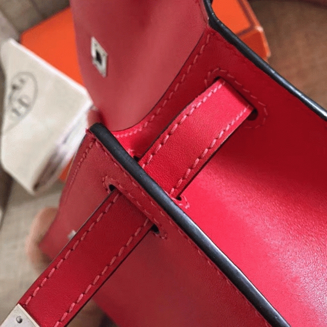 Red Swift Top Fake H**me5 Kelly Pochette Statement Clutch