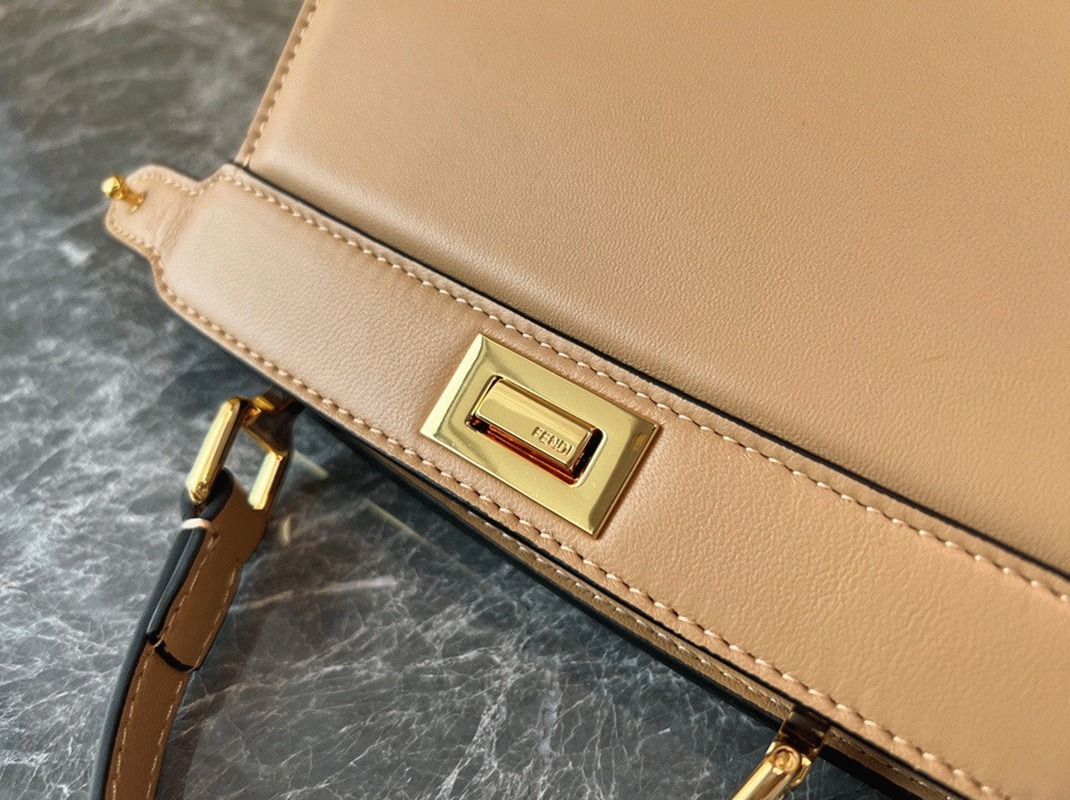 Top Quality Fake F**di Peekaboo ISeeU Petite Bag In Beige Nappa Leather