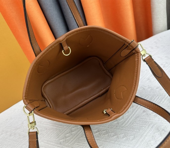 L0vis Vvtt0n Neverfull Bandouliere Inside Out BB Tote In Monogram Canvas And Brown Leather