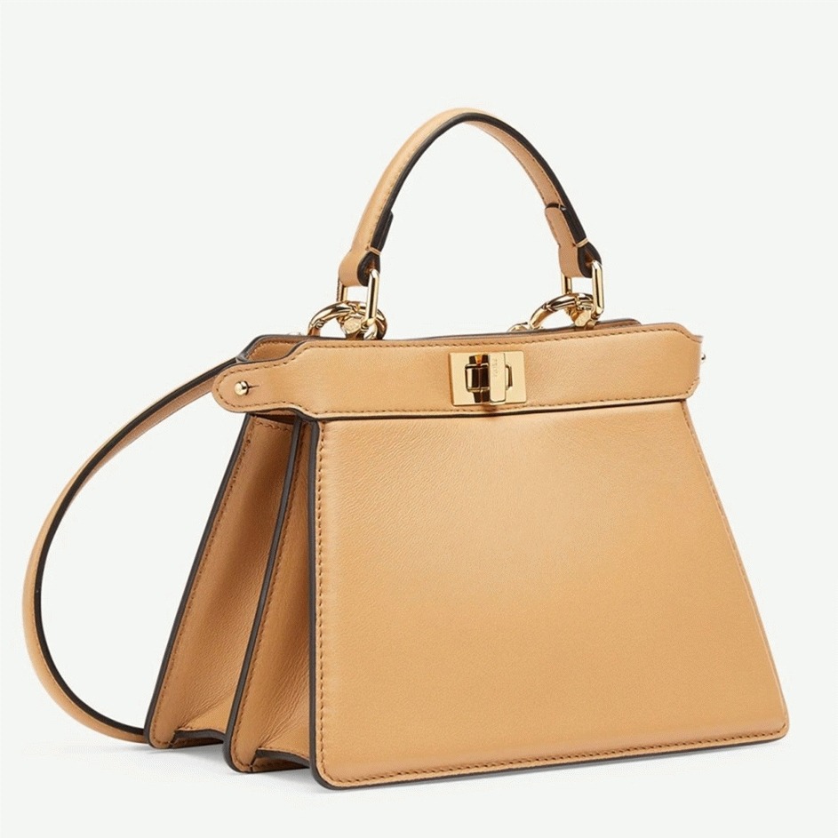 Top Quality Fake F**di Peekaboo ISeeU Petite Bag In Beige Nappa Leather