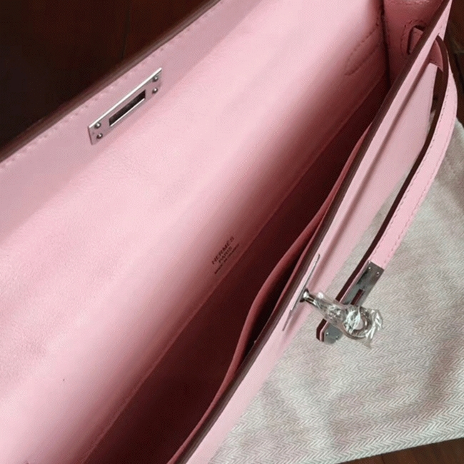 Rose Dragee Swift Knockoff H**me5 Kelly Cut Clutch Soft Pastel Bag