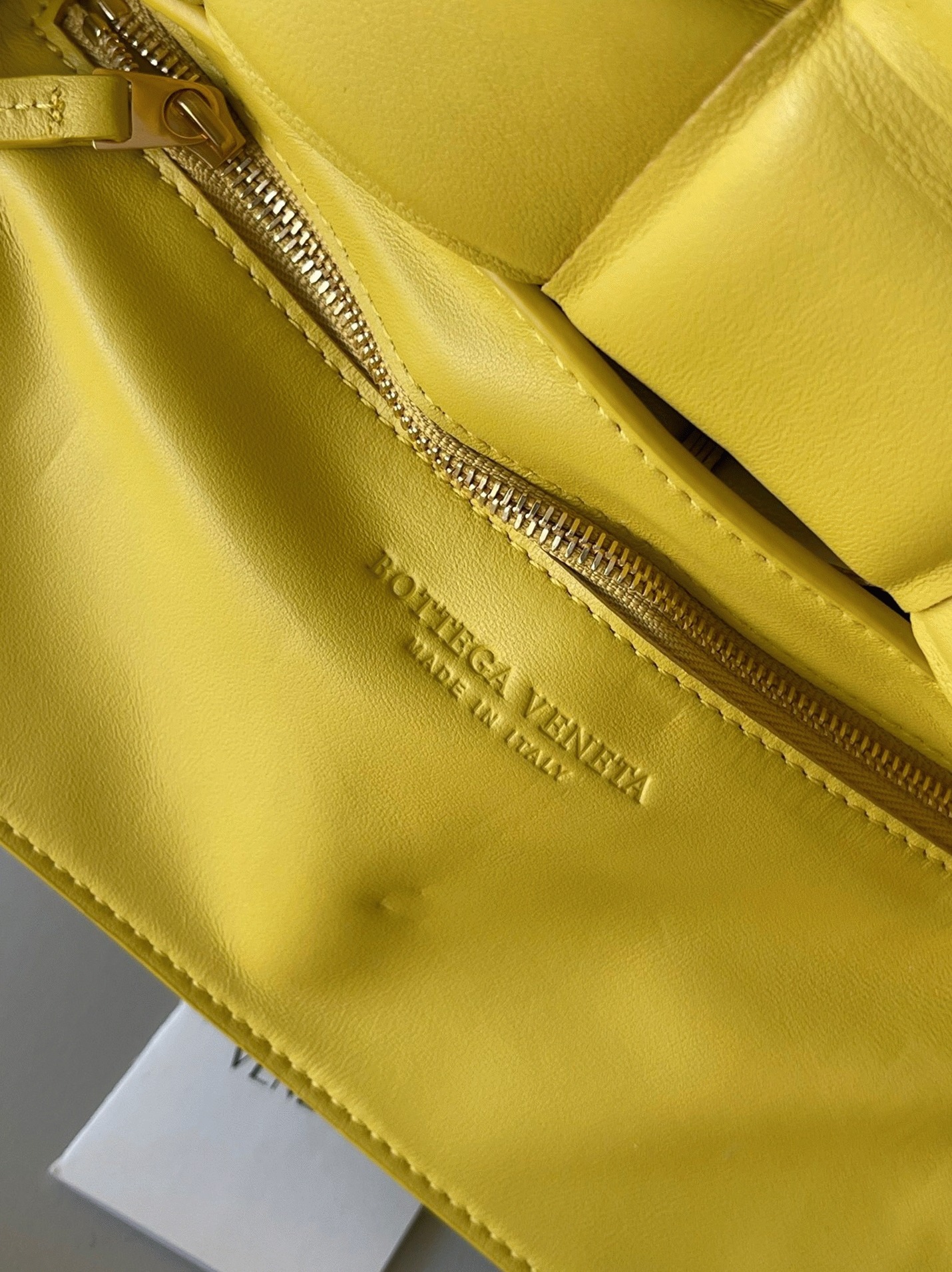 Top Quality Fake B0tt*ga Ven*ta Padded Cassette Bag In Yellow