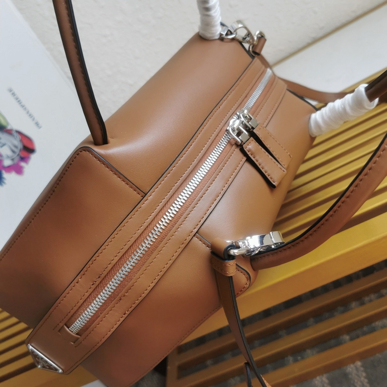 Pra*a S*pernova Medium Top Handle Bag Replica in Brown
