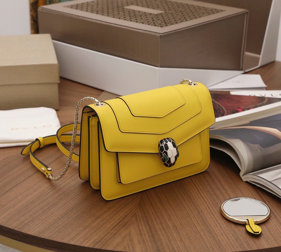 Replica Bv1g*ai Serpenti Forever Small Crossbody Bag Yellow Calfskin