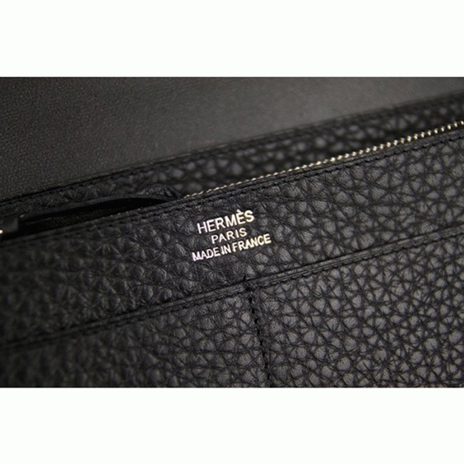 Black fake luxury H**me5 Dogon combine wallet
