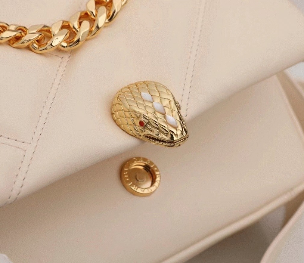 Knockoff Bv1g*ai Serpenti Cabochon Small Bag White Leather