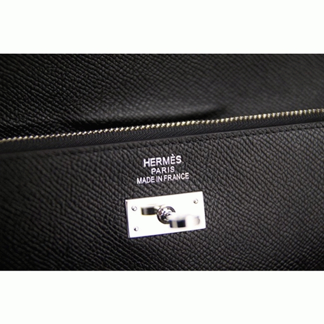 Black knockoff H**me5 Kelly Longue wallet