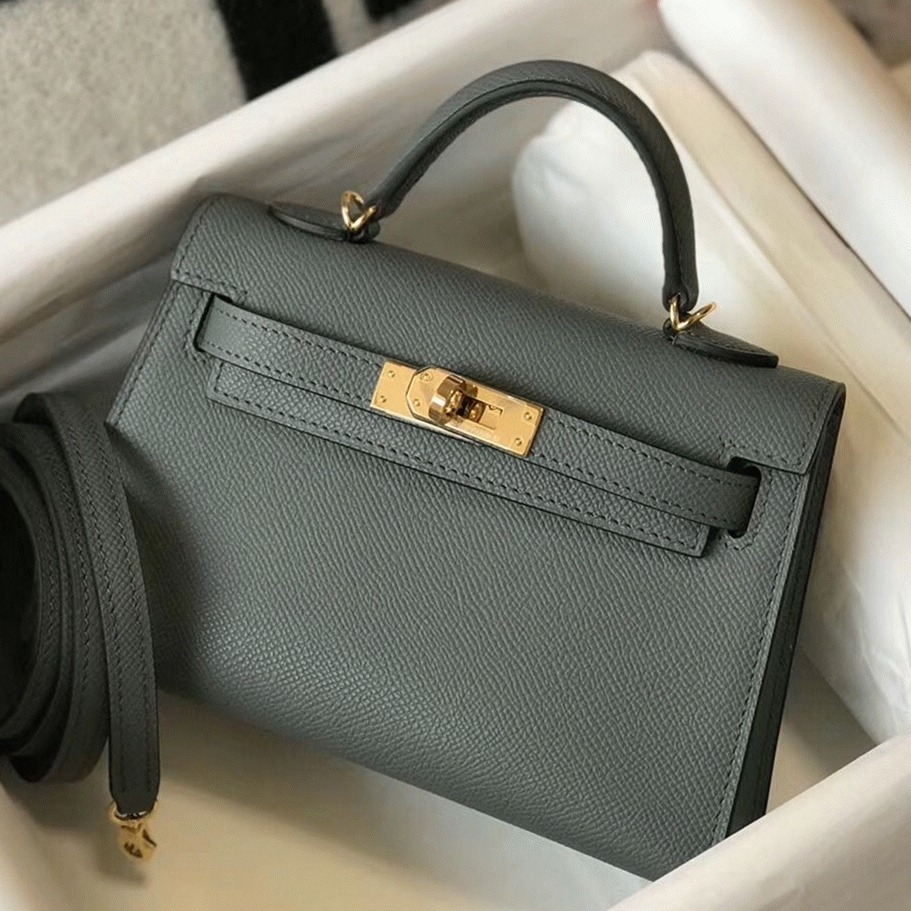 H**me5 Kelly Mini II Bag Fake in Vert Amand