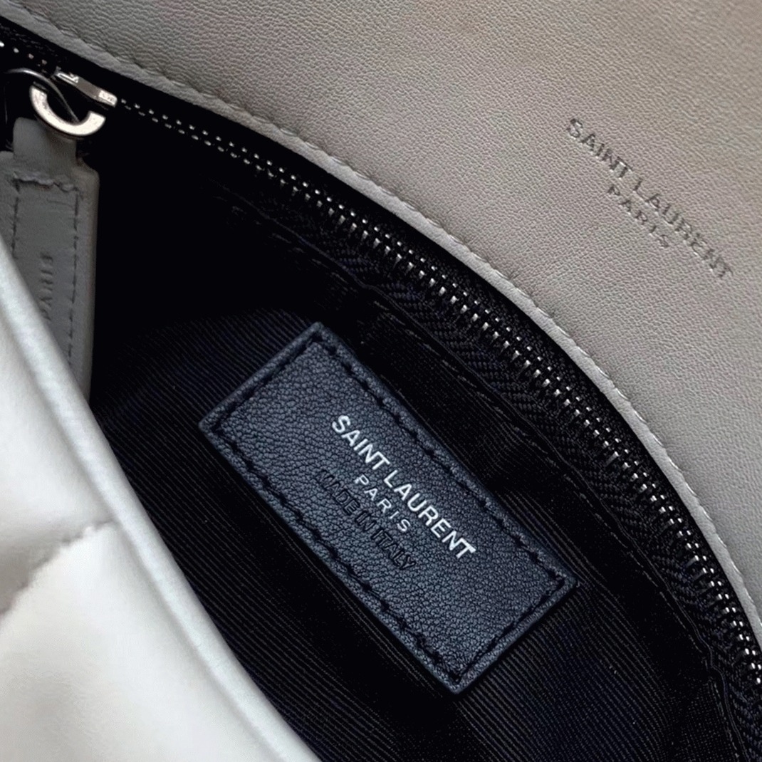 Replica Sa1nt Lau*nt Puffer Small Chain Bag Ivory Lambskin