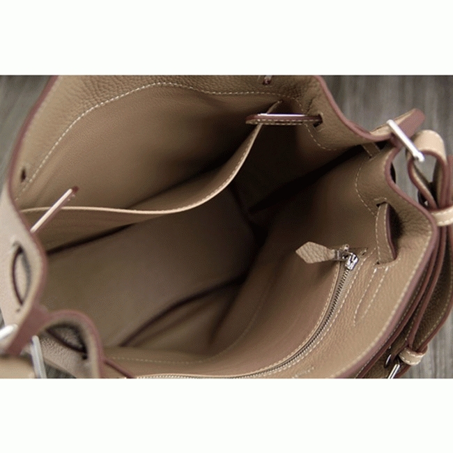Grey Leather Replica H**me5 So Kelly 22cm Soft Leather Shoulder Bag