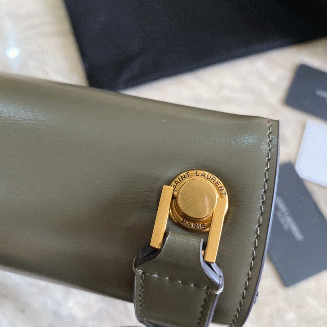 Fake Sa1nt Lau*nt Le Carre Satchel Bag Olive