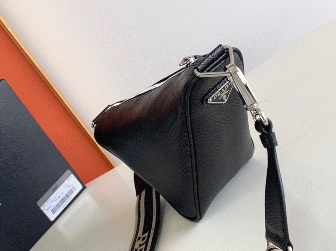 Pra*a Triangle Shoulder Bag Fake in Black