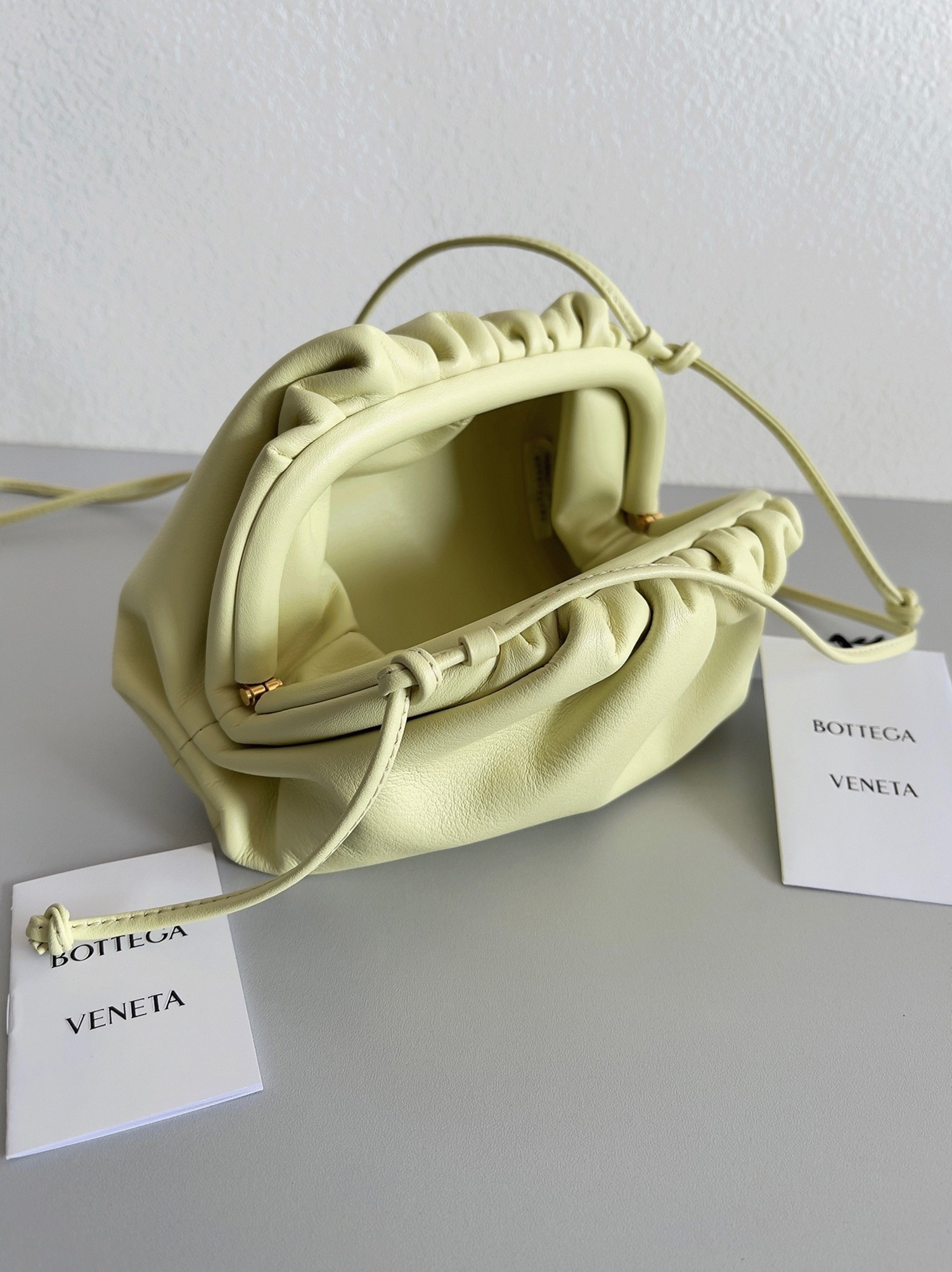 Fake B0tt*ga Ven*ta Mini Pouch with Strap Zest Washed