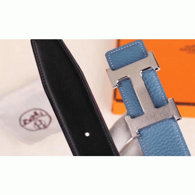 Fake designer H**me5 H belt buckle in blue shade