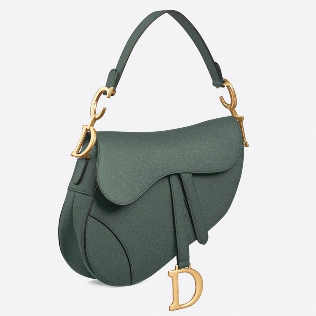 D10r Saddle Bag Faux in Green Grained Calfskin