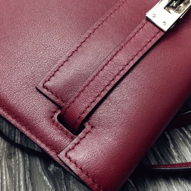 Bordeaux Swift Leather Knockoff H**me5 Kelly Danse Elegant Bag