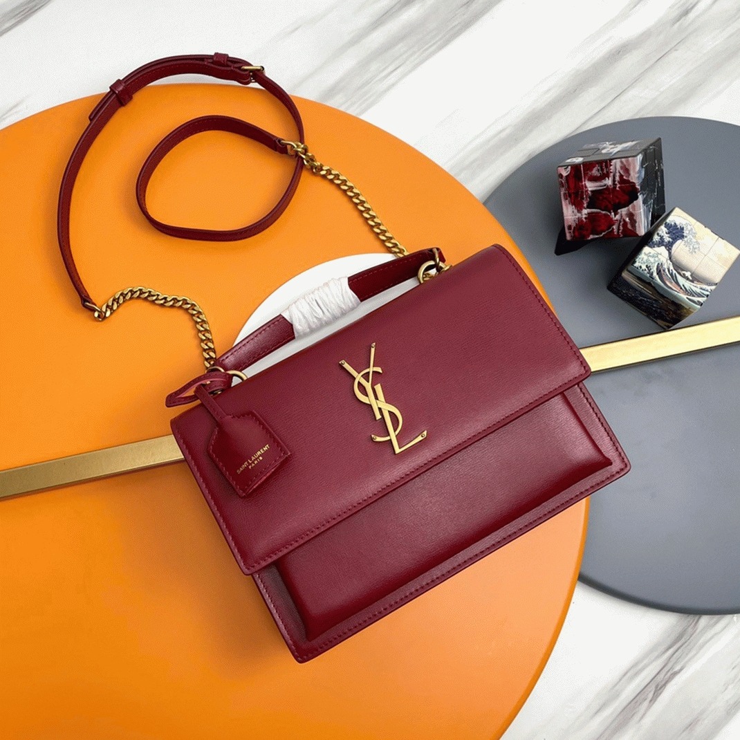 Knockoff Sa1nt Lau*nt Sunset Medium Top Handle Bag Red Calfskin