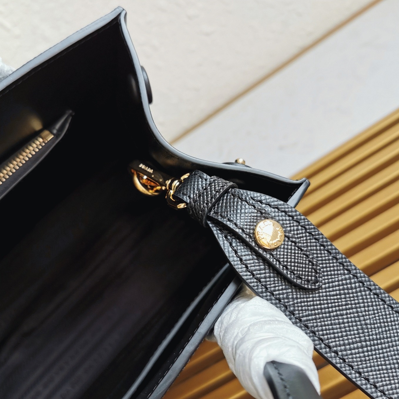 Pra*a Monochrome Medium Bag Knockoff in Black