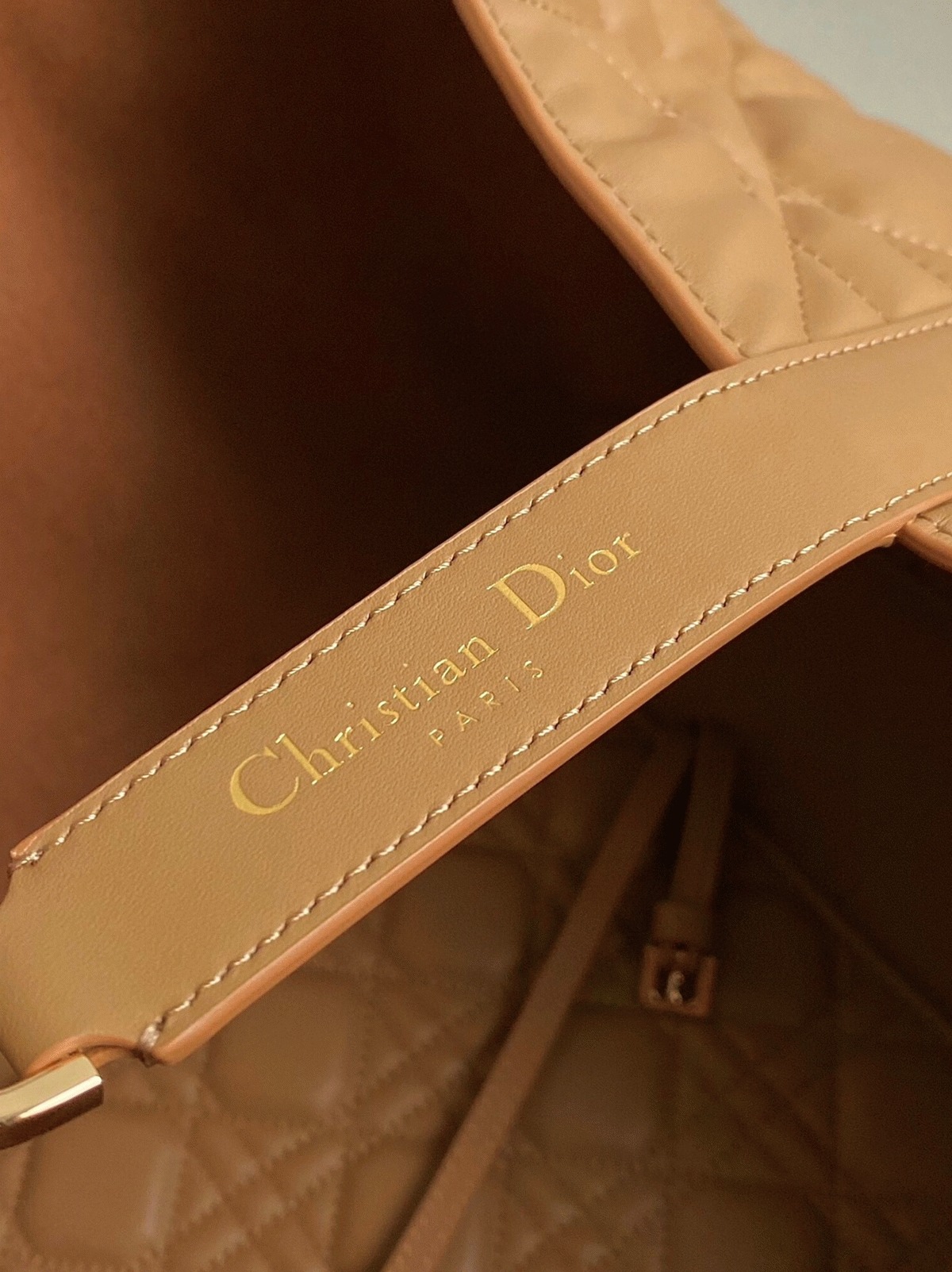 D10r Toujours Large Bag Fake in Brown Macrocannage Calfskin