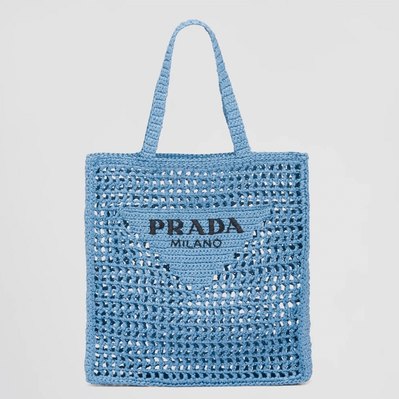 Pra*a Small Tote Bag Knockoff in Blue Woven Raffia