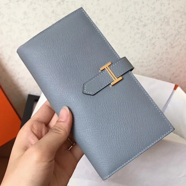 Blue Lin Epsom Fake H**me5 Bearn Wallet