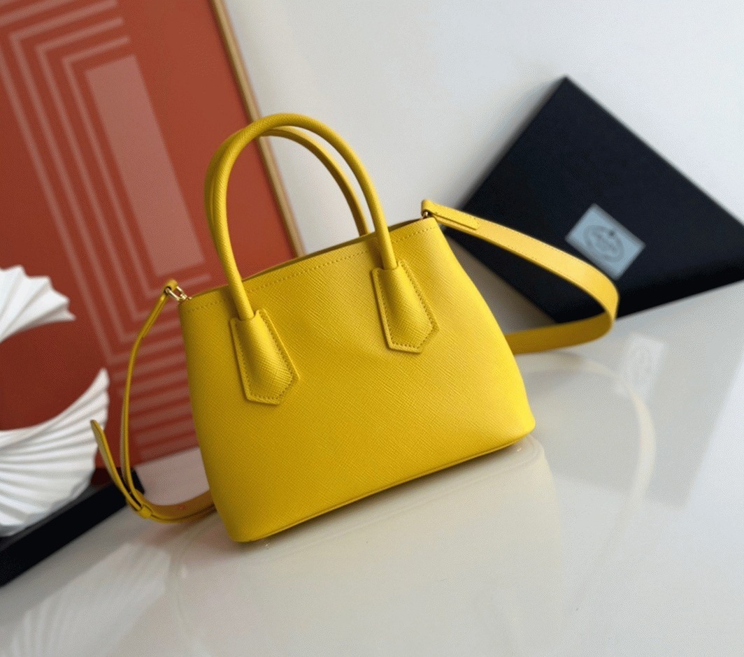 Yellow Pra*a Double Mini Bag Fake