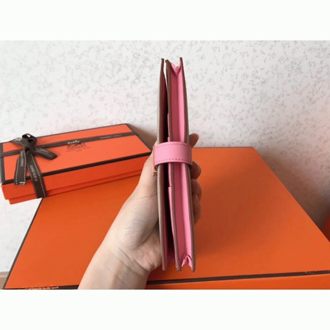 Grey Pink Epsom Knockoff H**me5 Bearn Wallet