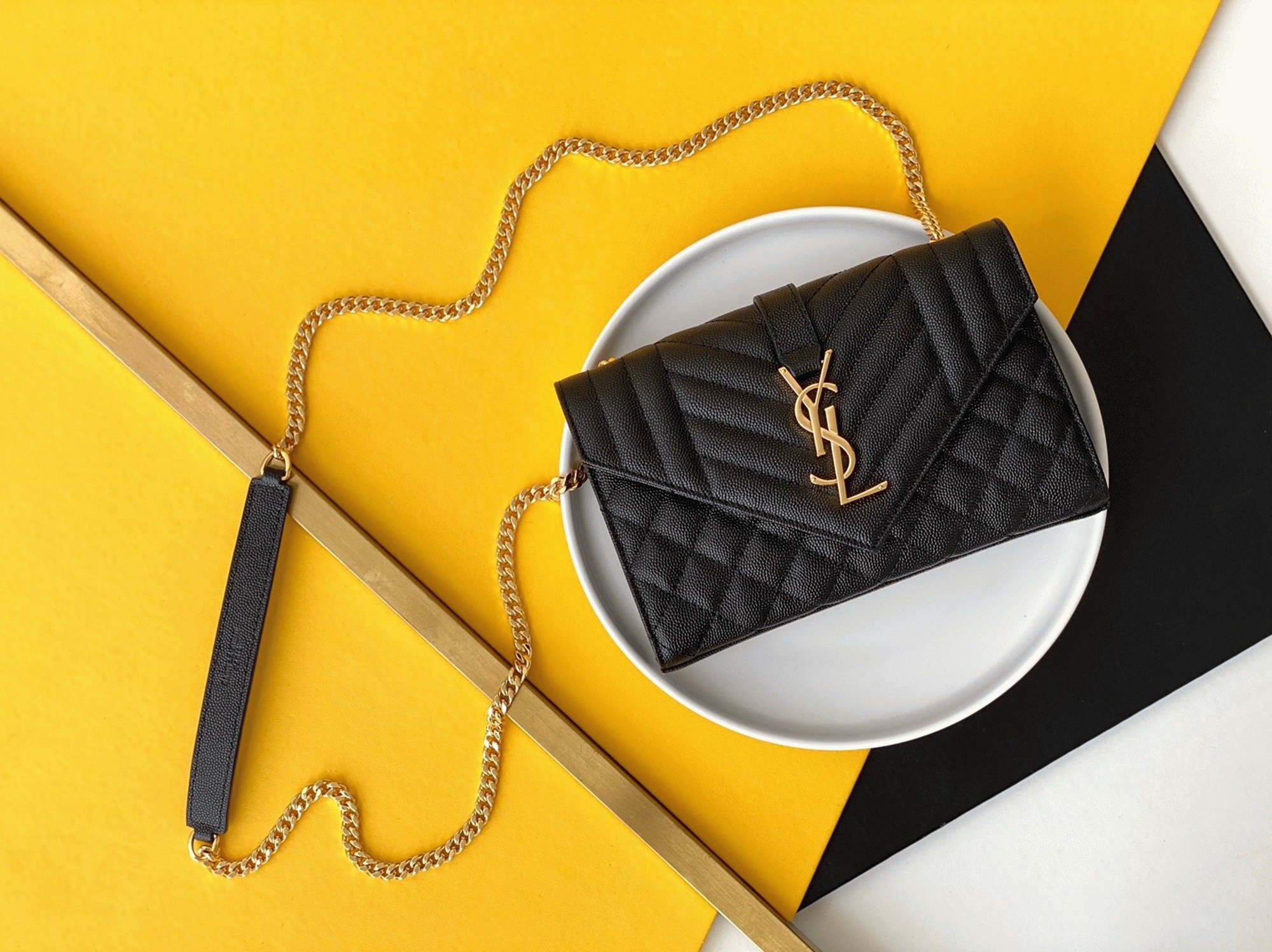 Replica Sa1nt Lau*nt Envelope Small Bag Black