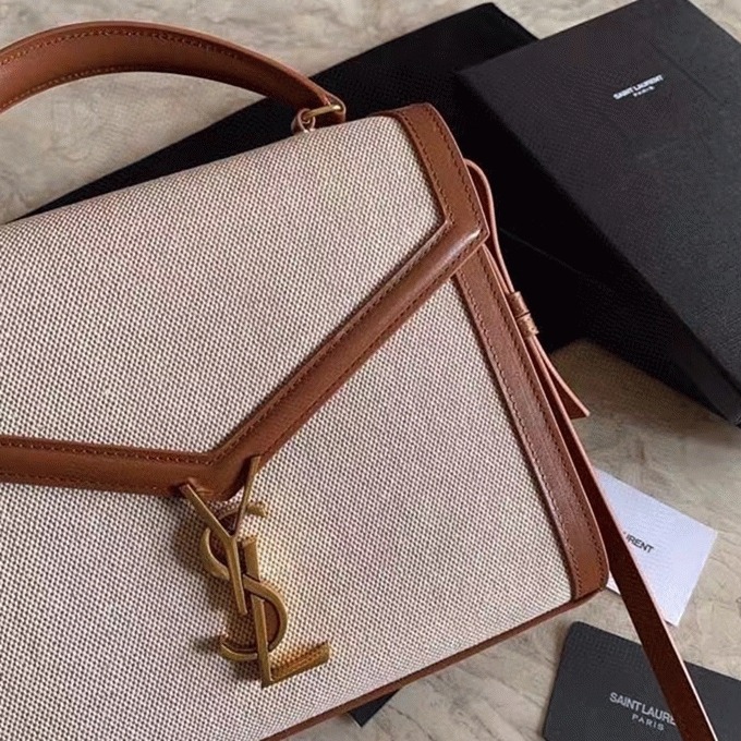 Fake Sa1nt Lau*nt Cassandra Medium Bag Beige Canvas