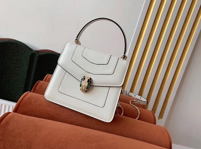 Fake Bv1g*ai Serpenti Forever Small Bag White Calfskin