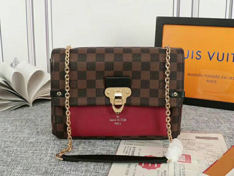 L0vis Vvtt0n Damier Ebene Canvas Vavin PM Bag In Bordeaux Red
