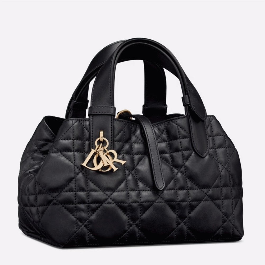 D10r Toujours Small Bag Replica in Black Macrocannage Calfskin