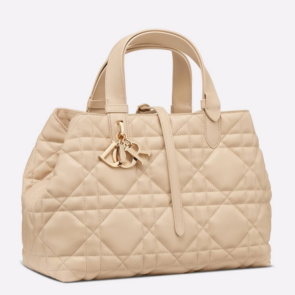 D10r Toujours Medium Bag Knockoff in Beige Macrocannage Calfskin
