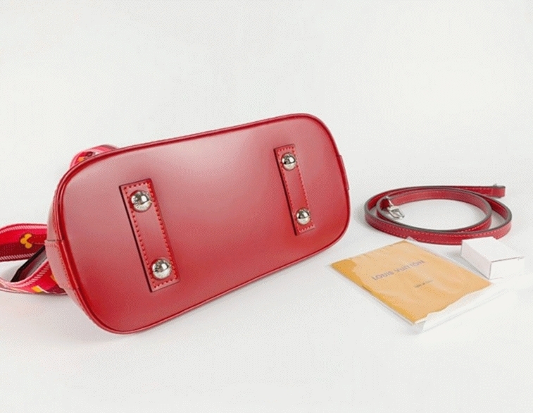 L0vis Vvtt0n Epi Leather Alma BB Handbag In Red With Jacquard Strap