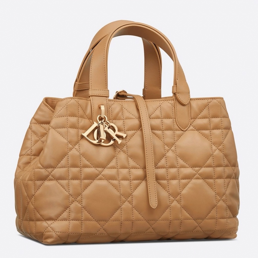 D10r Toujours Medium Bag Fake in Tan Macrocannage Calfskin