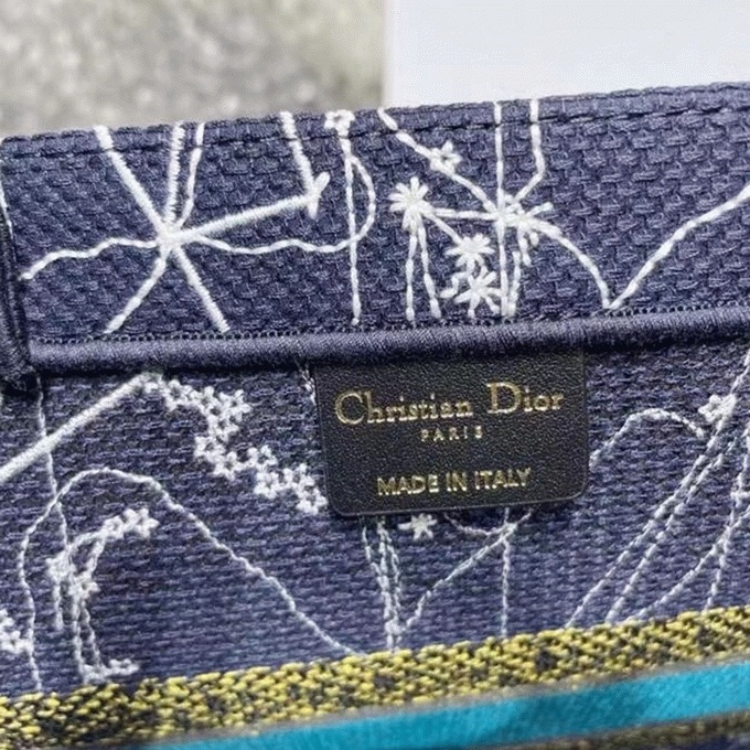 D10r Medium Book Tote Bag Imitation in Blue D10r Constellation Embroidery