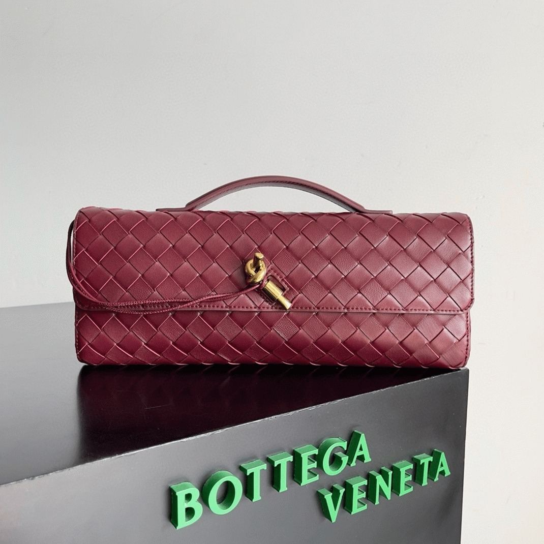 Replica B0tt*ga Ven*ta Andiamo Clutch with Handle Barolo