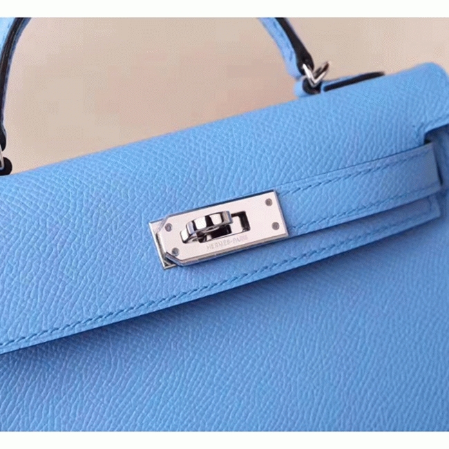 Celeste Epsom Replica H**me5 Kelly 20cm Soft Blue Purse