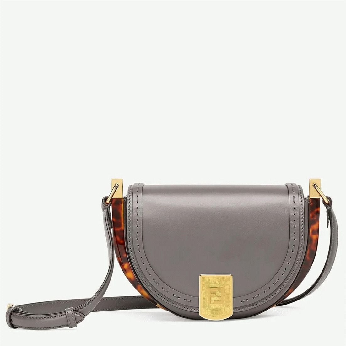 Top Quality Replica F**di Moonlight Saddle Bag In Grey Calfskin