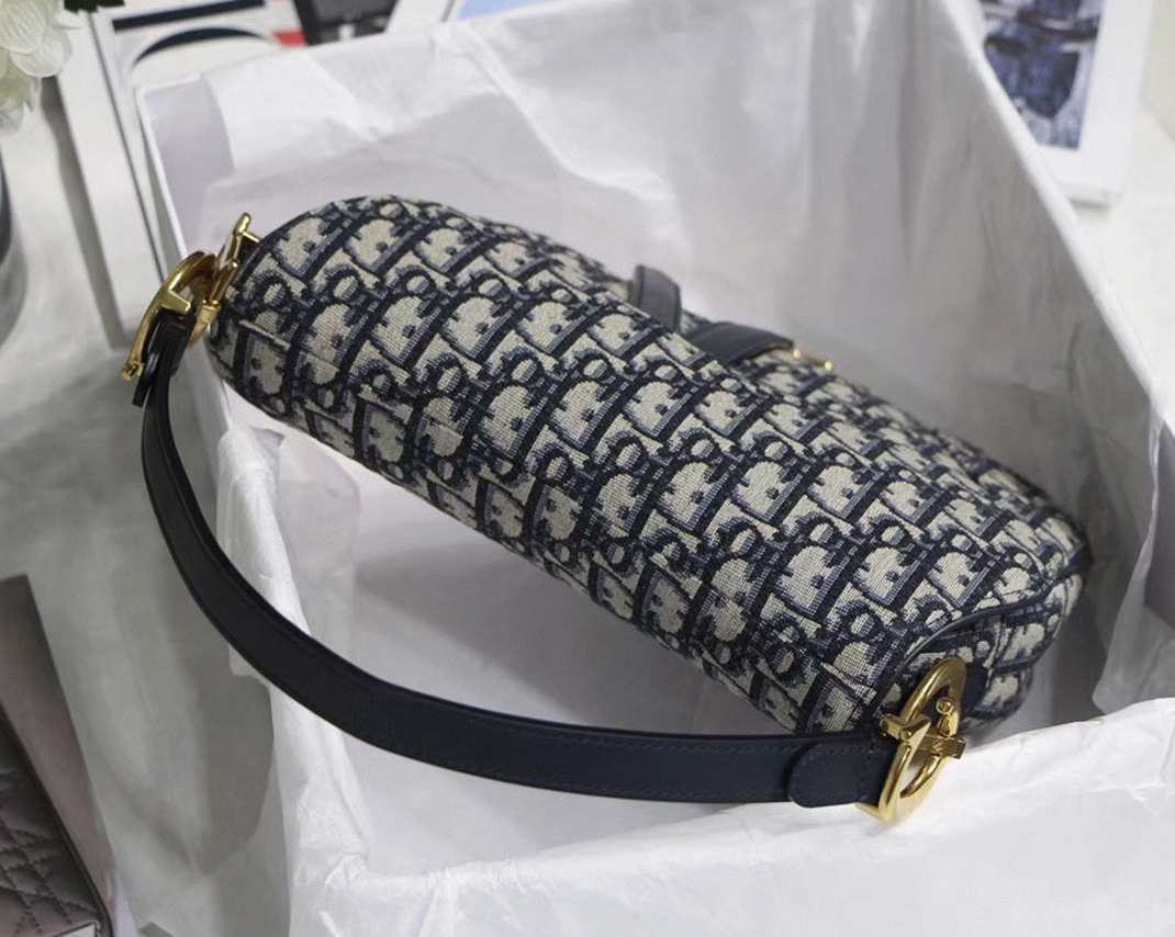 D10r Saddle Bag Knockoff in Blue D10r Oblique Jacquard