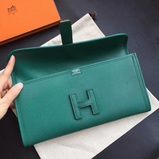 Dark green replica H**me5 Jige Elan 29 clutch bag