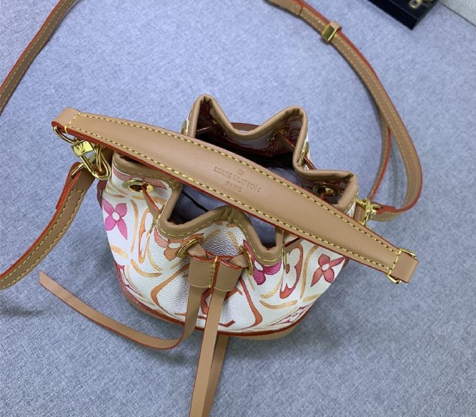 L0vis Vvtt0n LV By The Pool Monogram Tiles Canvas Nano Noe Bag In Coral