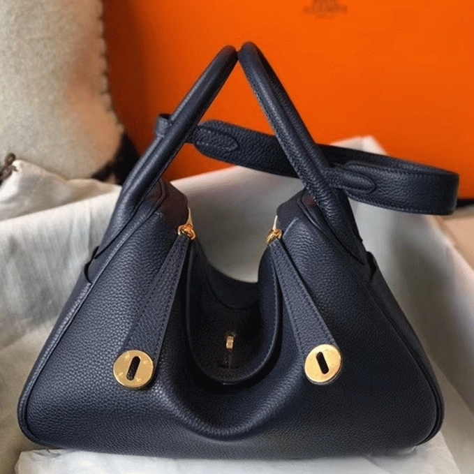 Knockoff H**me5 Lindy 30cm bag in navy blue shade