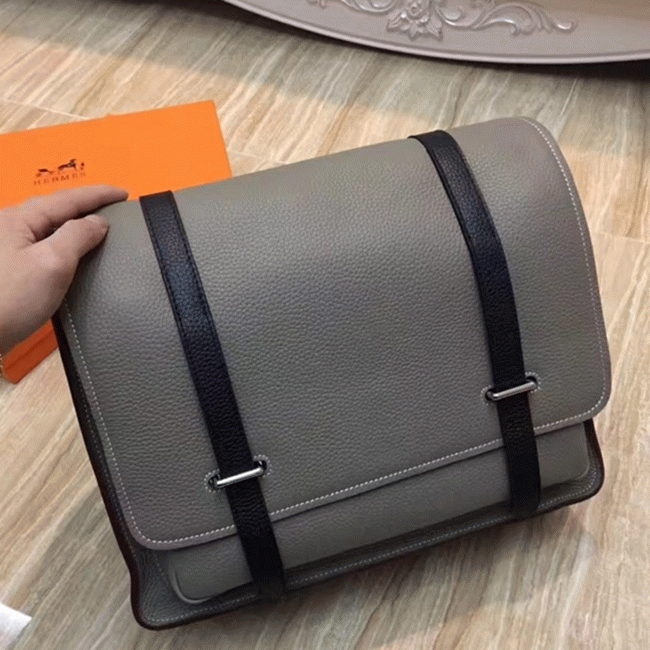 Grey Bicolor Imitation H**me5 Steve Messenger Bag