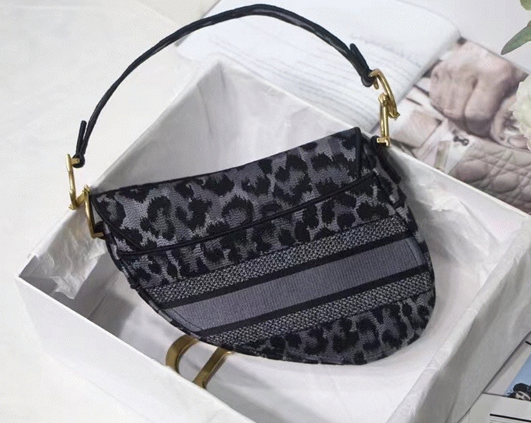D10r Saddle Bag Replica in Grey Mizza Embroidery