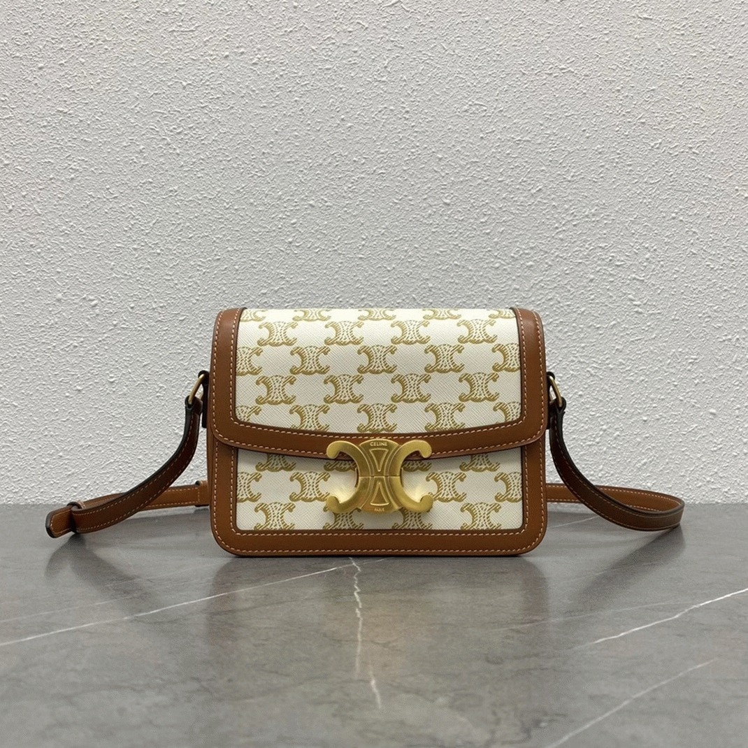 Top Quality Replica Ce1i*e Triomphe Teen Bag In White Triomphe Canvas